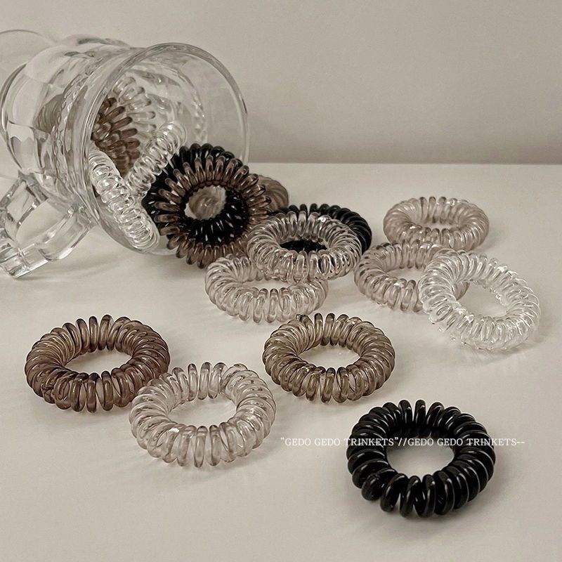 Accesorio para el cabello elástico fresco y sencillo, redondo, degradado, gris, alambre de teléfono, lazo para el cabello, silicona, corazón femenino.