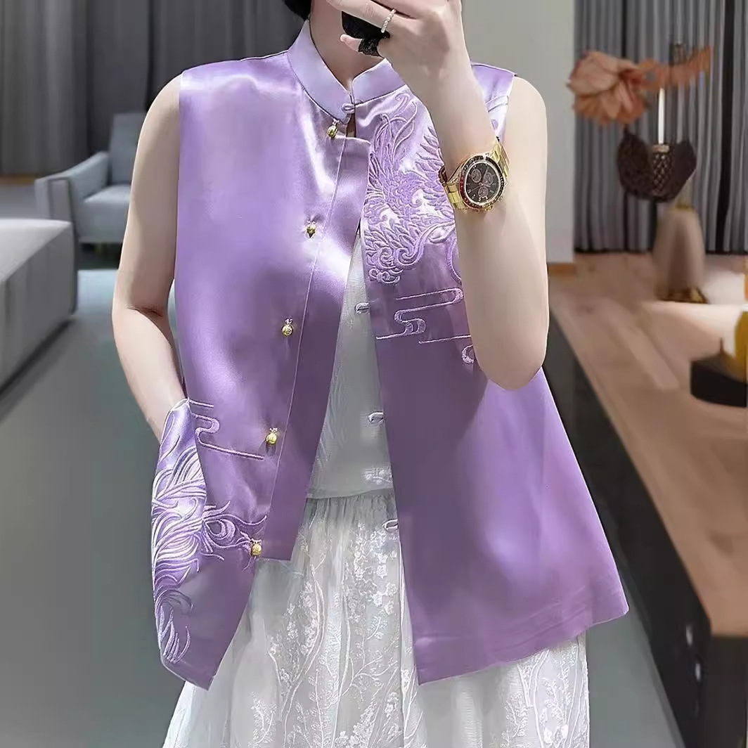 Nuevo estilo chino superior Tang traje hanfu mujeres 2023 nuevo adulto verano cheongsam chaleco estilo chino abrigo image 3