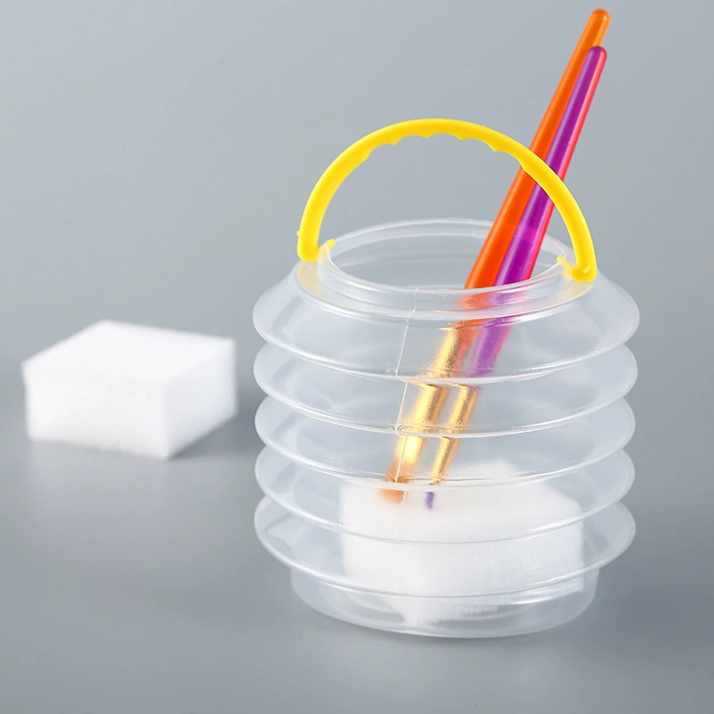 透明折叠颜料洗笔桶便捷伸缩水桶儿童绘画涮笔桶可手提内赠海绵