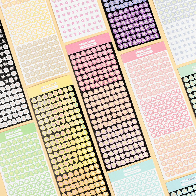 韩国hipromland彩色镭射贴纸 字母贴 追星咕卡 糖果色手帐素材装