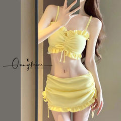 游泳衣女新款高級感純欲風分體式性感高腰分體比基尼冬天溫泉泳裝