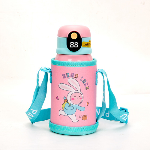 New Stainless Steel Smart Child Insulated Cup, Student Baby Straw Cup, Creative Cartoon Cup Water Bottle, Wholesale