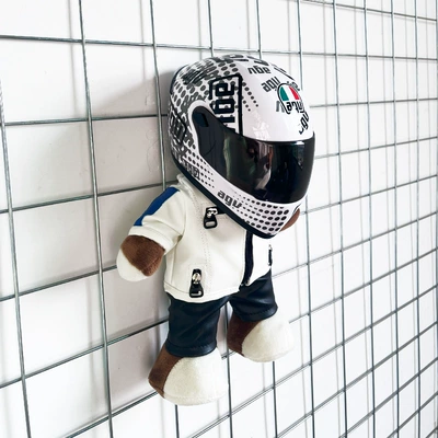Motosiklet dəbilqələri Agv Motorcycle Gift Racing - height-28cm-light-yellow-white-bearagv-65th-anniversary-upgraded-tail-wing