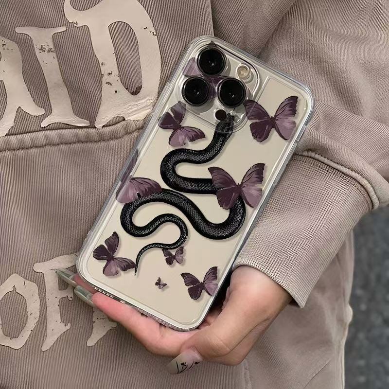 Nueva serpiente mariposa para iphone16promax funda para teléfono transparente Apple 15/14pro Europa y América 13/12x