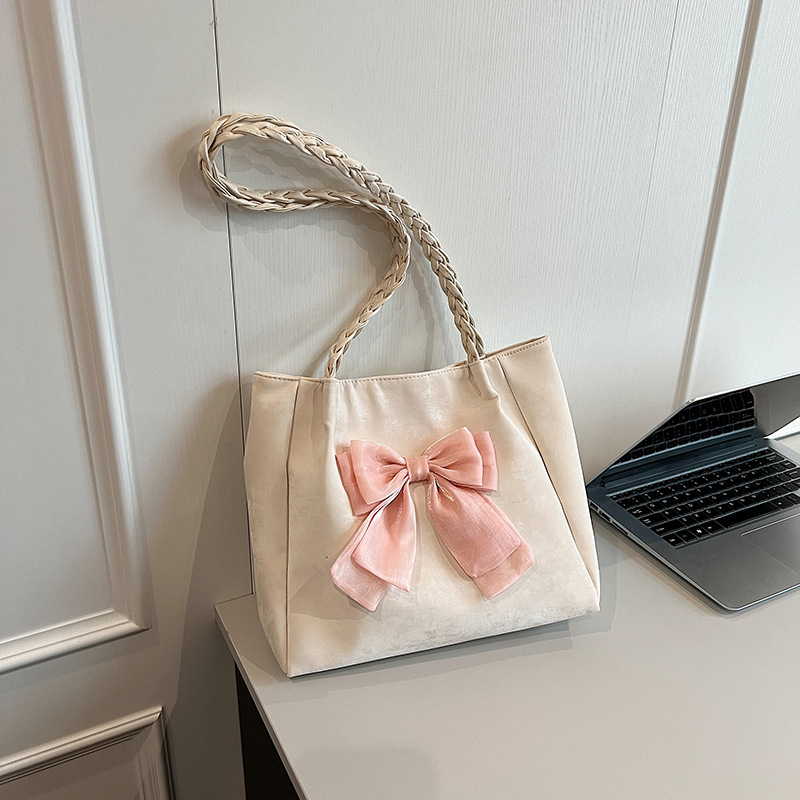Summer Summer Large Capacity Commuter High-end Tote Bag Women's 2024 New Arrival Bow Shoulder Bag Women's Big Bag