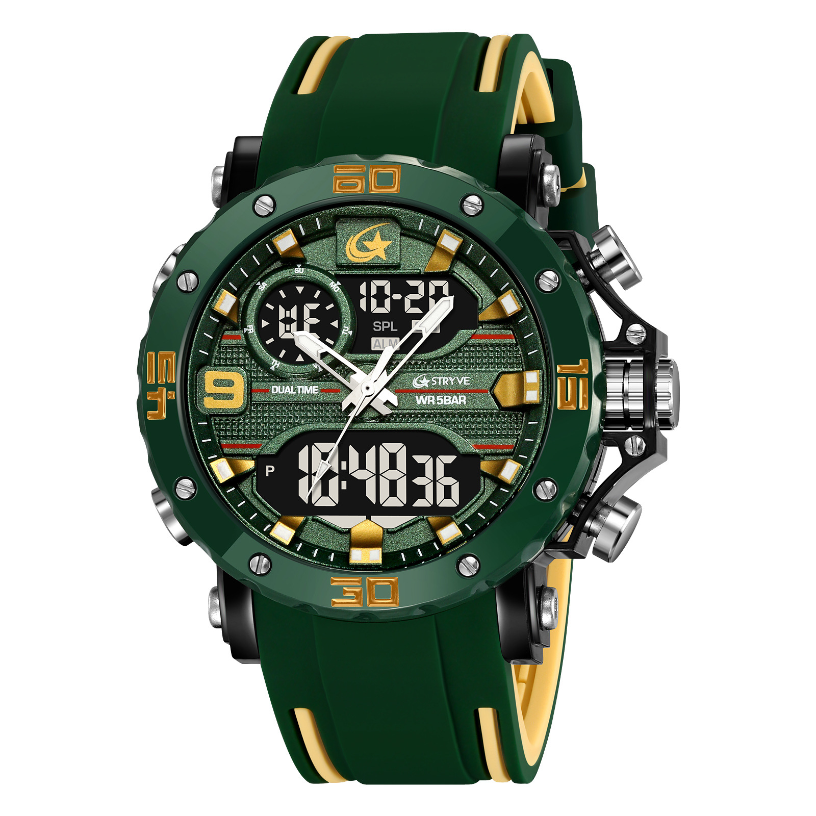 STRYVE nuevo reloj de pulsera antiagua electrónico de luz nocturna deportivo cronógrafo multifuncional relojes de estudiantes transfronterizos 8032