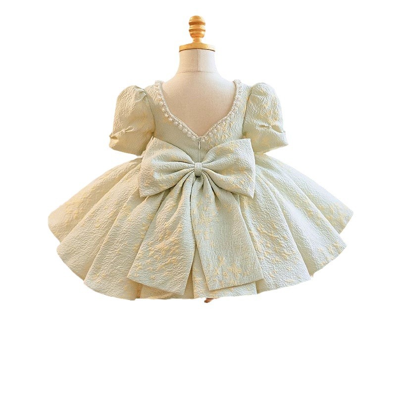 Kleid für die erste Geburtstagsfeier von Babymädchen, Prinzessinnenkleid für Kinder, Blumenmädchenkleid für Hochzeiten, hochwertiges, modisches Frühlingsoutfit für Kleinkinder (3-7 Jahre)_voghion.com