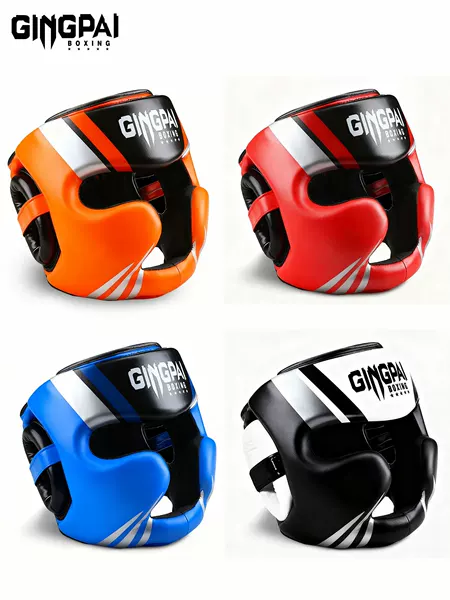 Boxing head protection adult children fight Sanda Muay Thai thickened helmet Sanda protective gear face protection chin professional training