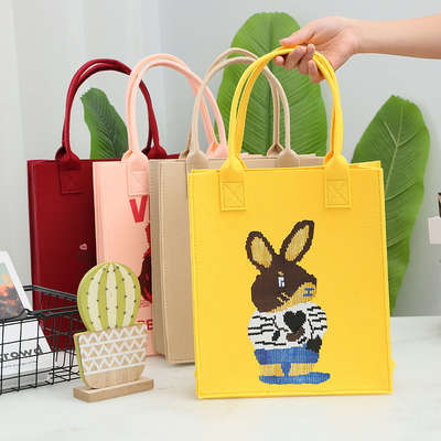 Felt Bag Niche Popular Printing Bag Felt Tote Bag Printing Tote Bag Internet Celebratory Large Capacity Shopping Gift Bag