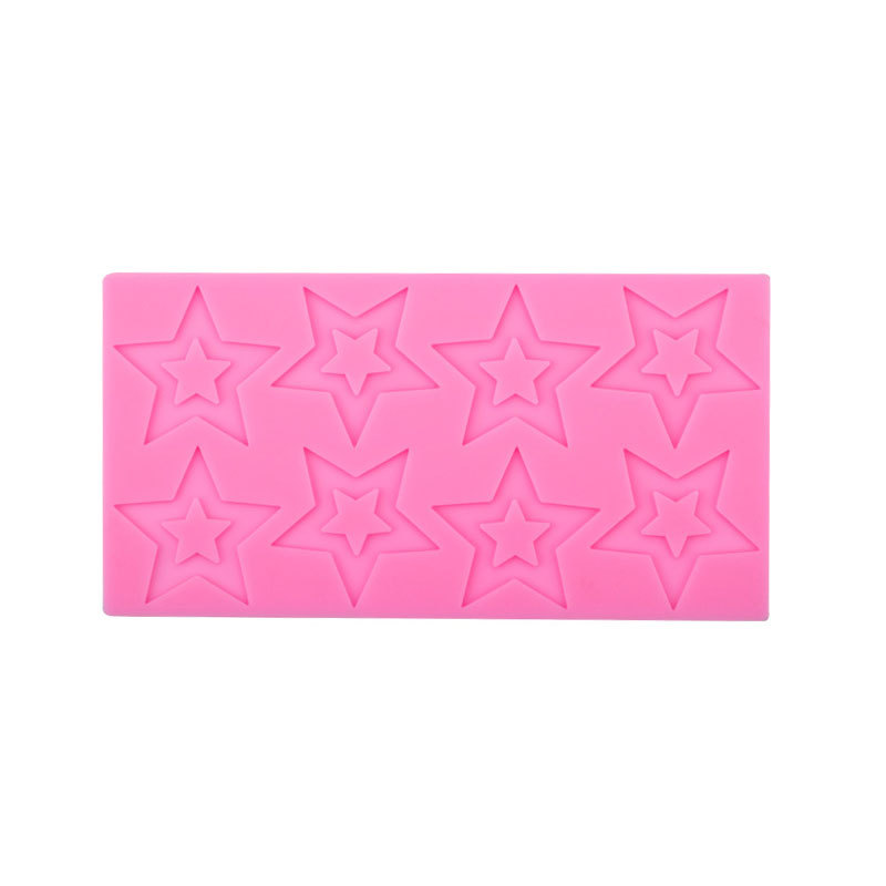 Rectangular de ocho piezas de cinco puntas estrella Tarjeta de pastel de silicona molde fondant cake Edge accesorios epoxi arcilla cerámica suave