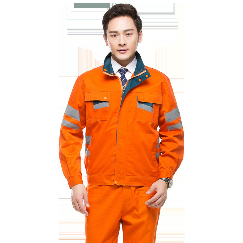 春と秋の反射ストリップ作業服スーツカスタマイズされた建設工事服衛生作業服道路管理道路救助労働保護服|undefined