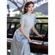 显瘦奥黛新中式改良旗袍2025新款年轻款女国风复古连衣裙日常可穿