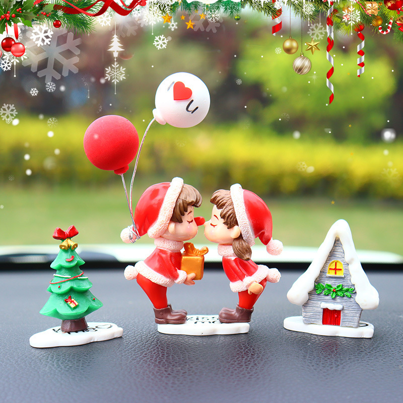 Christmas car decoration center console creative car cute couple car interior decoration doll desktop decoration cross-border Christmas car decoration center console creative car cute couple car interior decoration doll desktop decoration cross-border