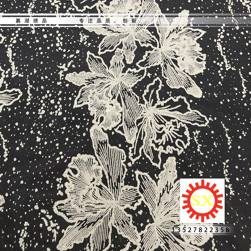 白色婚纱礼服网布洒金面料 亮晶晶烫片加工面料外贸晚礼服布 现货|ru