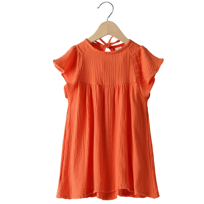 Cute Solid Color Cotton And Linen Girls Dresses display picture 1