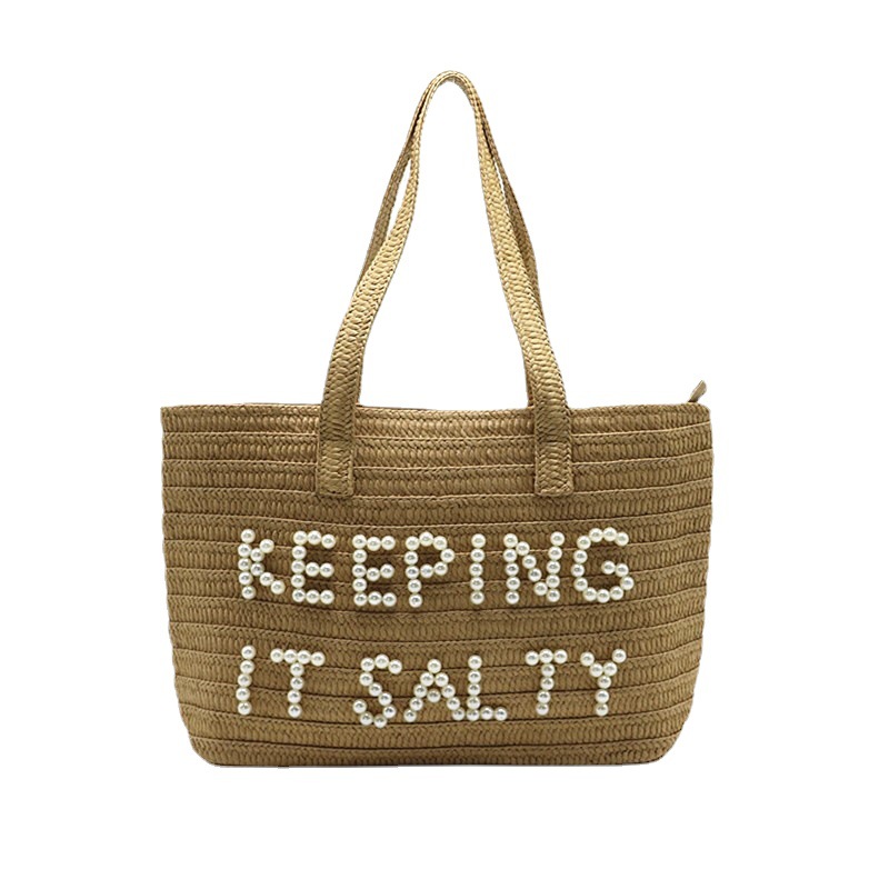straw beach one-shoulder bag