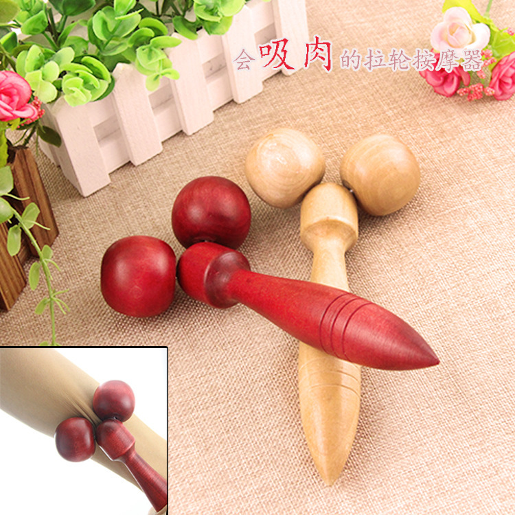 Wooden Face Manual Roller Massage Wheel, Hand-Powered Wooden Massage Roller, Fitness Massage Wheel, Dual-Wheel Massage for Calves, Wholesale from a Wooden Stool