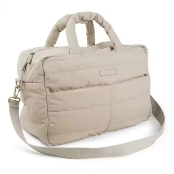 26 white production size logo waterproof quilted puffer luggage bag mommy baby travel fluffy tote bag