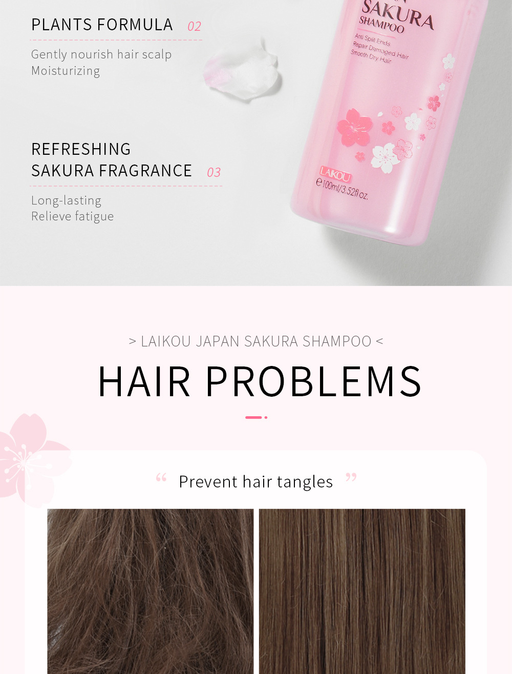 LAIKOU Sakura Shampoo cleanses hair, provides soft, smooth and refreshing hair with a lingering fragrance. Wholesale from the manufacturer undefined