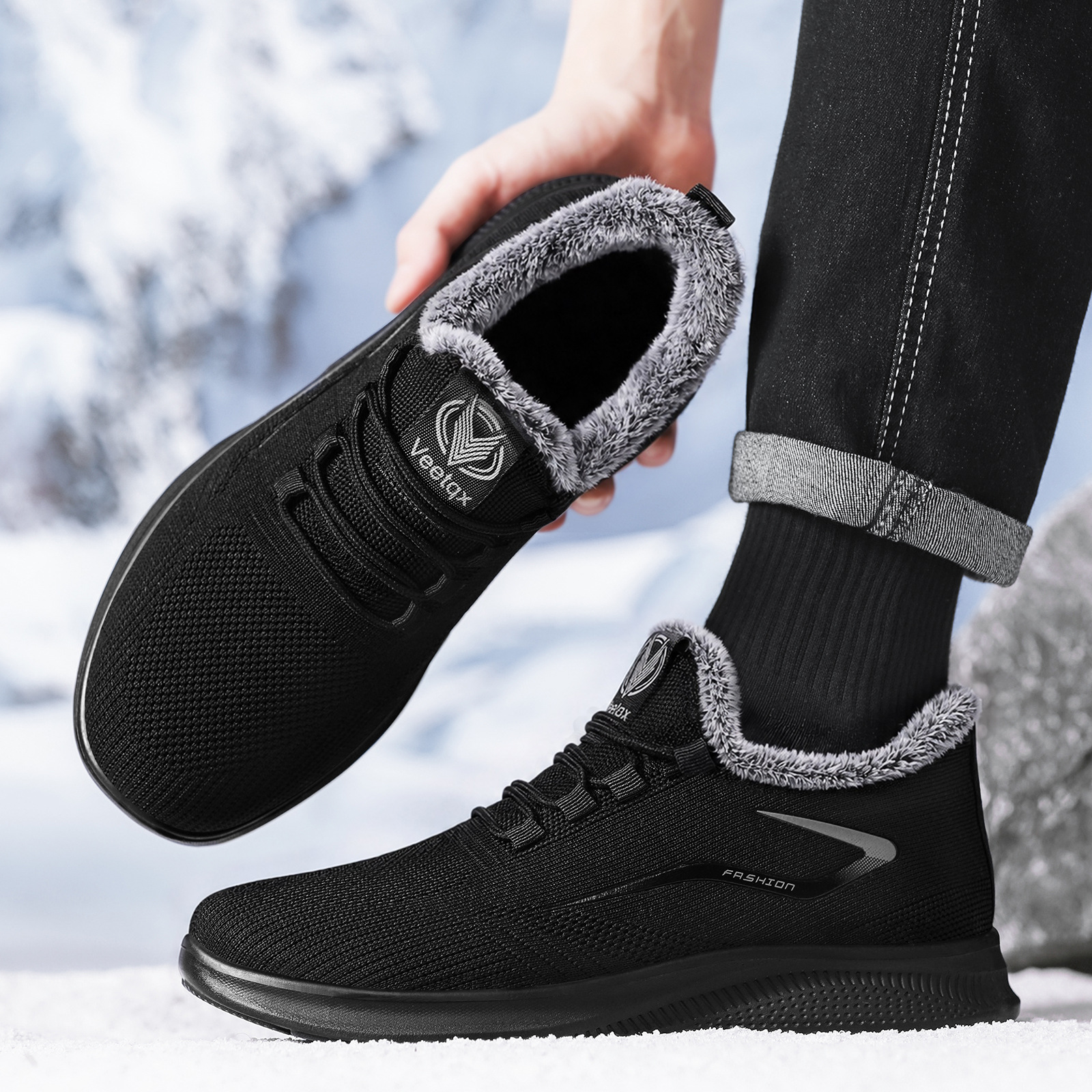Zapatos de algodón de invierno para hombres de mediana edad, viejos zapatos de tela de Beijing para hombres, zapatos de terciopelo y calentamiento para hombres de edad avanzada image 7