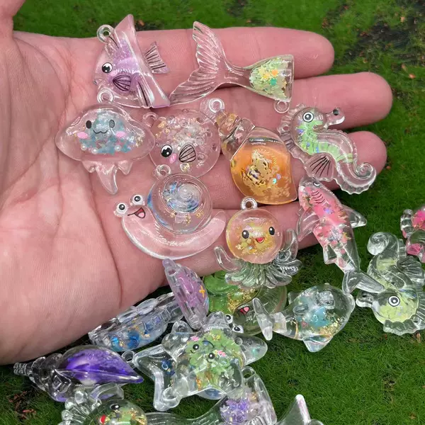 Transparent Acrylic 13 Mixed Luminous Ocean Series DIY Cream Glue Keychain Jewelry Bag Pendant