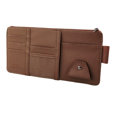 Car Storage Bag, Car Glasses Clip/Bill Clip - brown