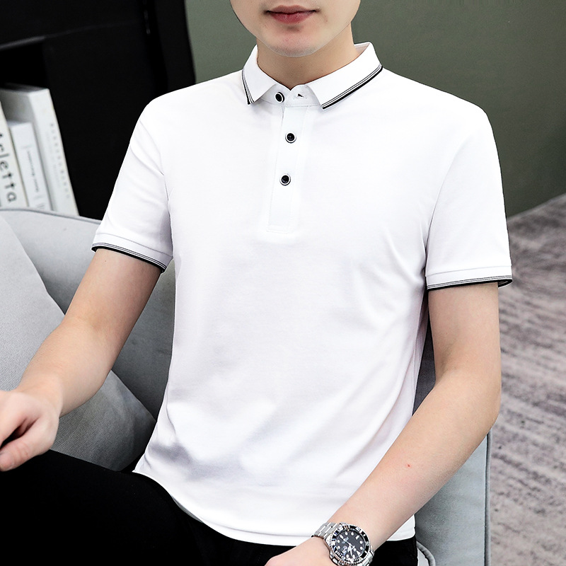 Gran tamaño transfronterizo de ropa de hombre de manga media solapa de manga corta de hombre camiseta de verano de hombre polo ropa de trabajo logo bordado impresa