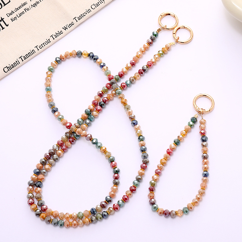 High-End Retro Colorful Beaded Short Mobile Phone Pendant, Backpack Bag Pendant, Versatile Anti-Lost Mobile Phone Chain for Women