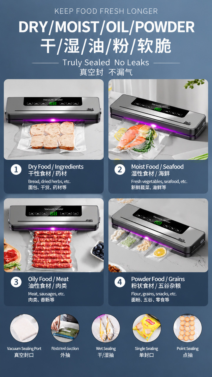 Vacuum sealer fully automatic food packaging dry and wet use