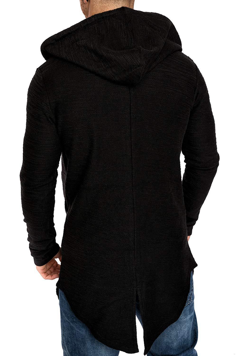 Cardigan con cappuccio da uomo giacca con zip stile moderno_voghion.com