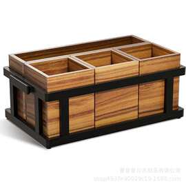 木制多格餐具收纳盒厨房餐具分类整理盒家用桌面置物盒储物盒批发