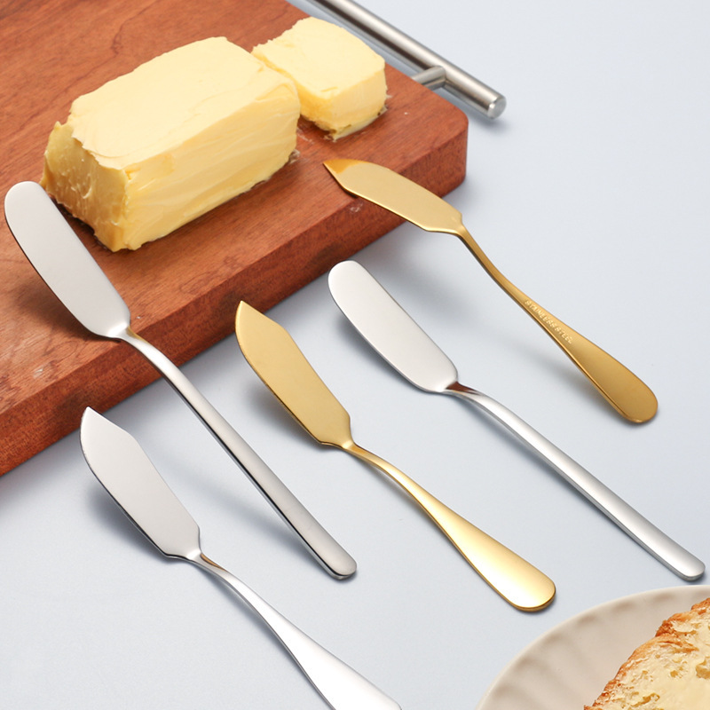 Stainless Steel Baking Scraper Butter Knife Korean Style Long Handle Thickened Jam Butter Spatula Cream Cheese Mounted Knife