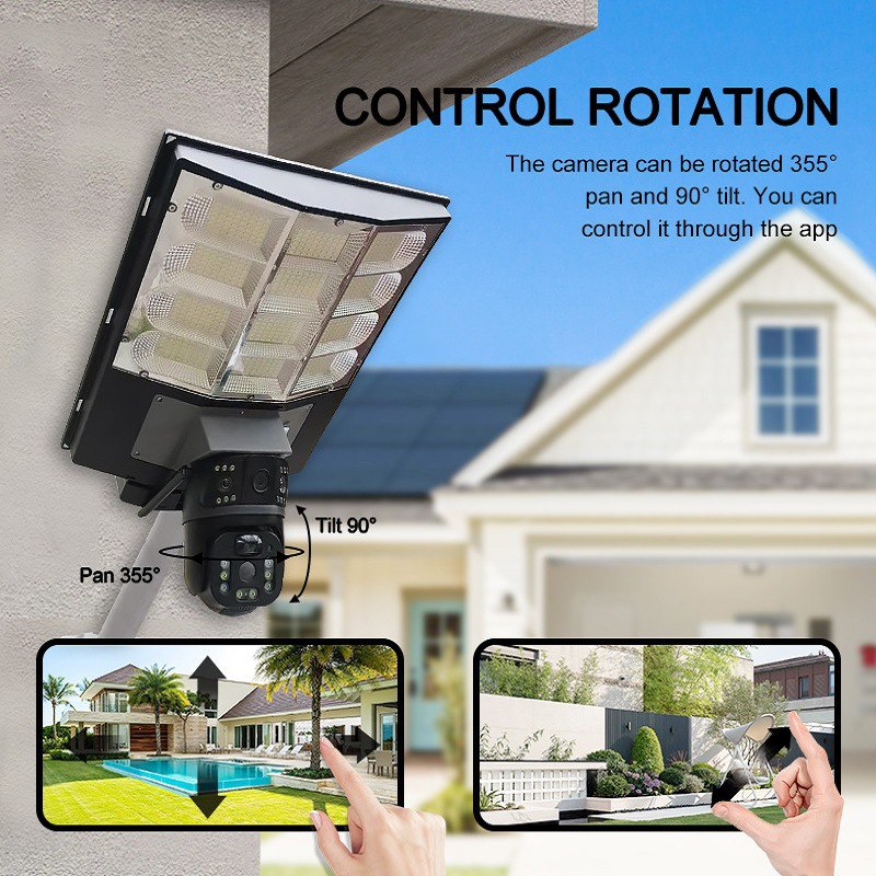 Transfronterizos venta al aire libre integrada colgada tipo pared patio farolas solares 4G / WiFi cámaras de monitoreo de inducción