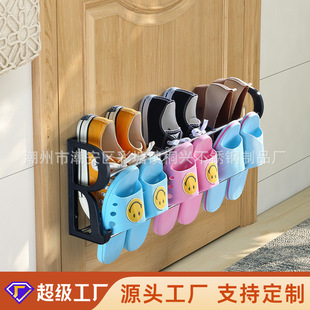 Cross-Border Factory Wholesale Household Punch-Free Door Behind Bathroom Wall-Mounted Shoe Rack Slipper Rack Door Adhesive Storage Rack