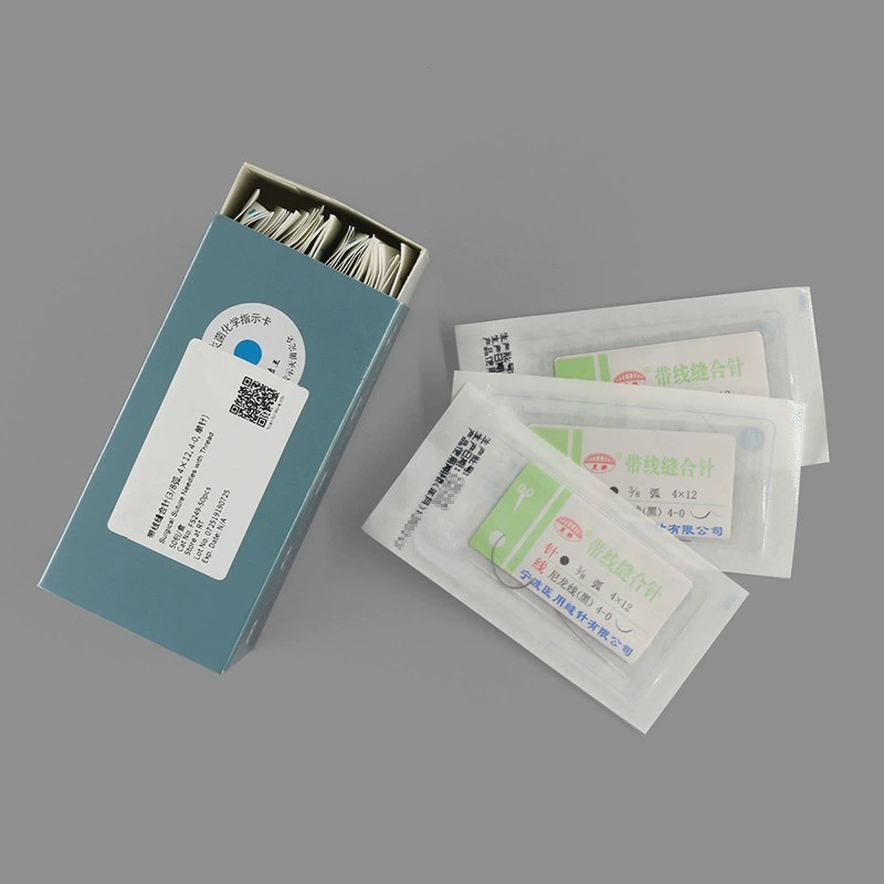 FS249-50pcs-50 пакет/коробка с шовными иглами (3/8 дуги, 4 × 12, 4-0, одиночная игла)