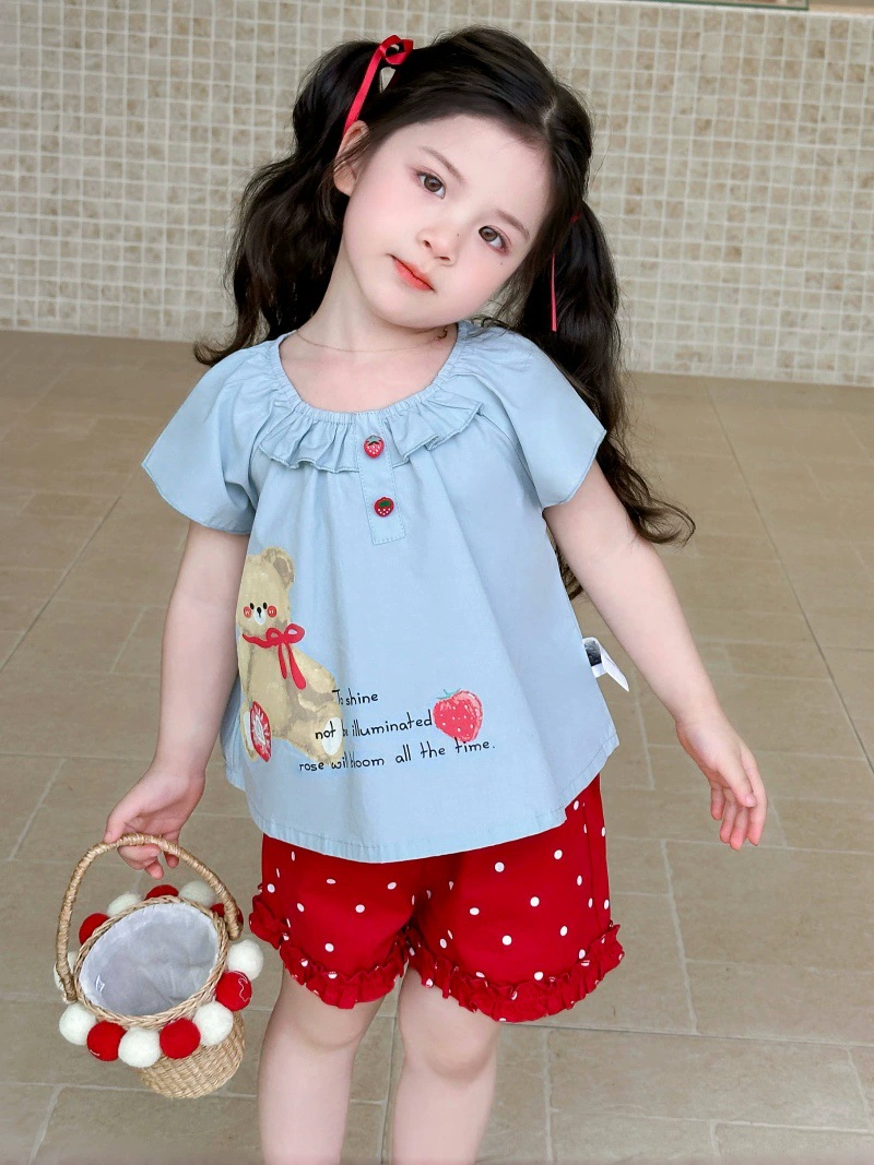 Cute set, children's summer clothing, children's clothing, with short sleeve, with little bears