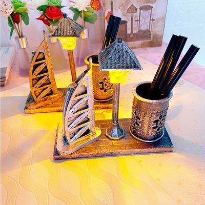 1051創意仿古雙色小夜燈筆筒 學生禮品變色小夜燈擺件