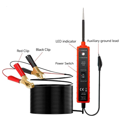 EM285 Car Circuit Tester AutomotiVe Tester Electrical System Probe Diagnostic Cable Meter 6-24V (Avtomobil diaqnostika alətləri) - em285-auto-red