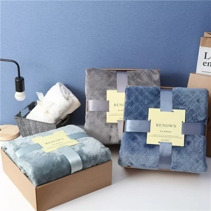 定制双面法兰绒毛毯菠萝格毛毯提花压花剪花抽条珊瑚绒毯礼品毛毯