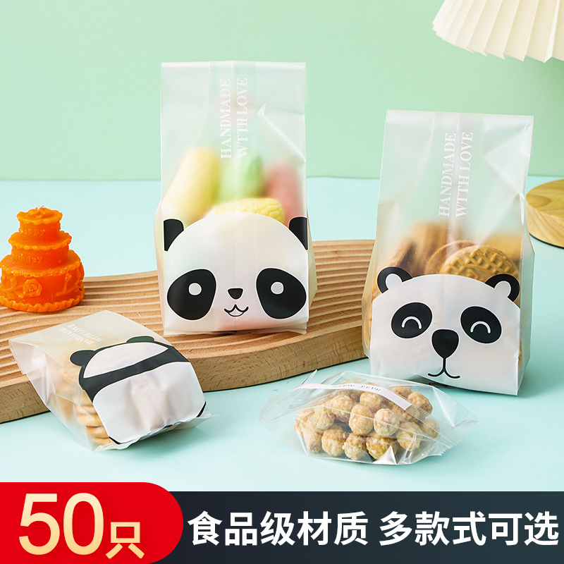 Hornear galletas de dibujos animados panda embalaje bolsa de galletas copo de nieve dulce crujiente de dibujos animados bolsa de autoservicio bolsa de sellado de la máquina de alimentos