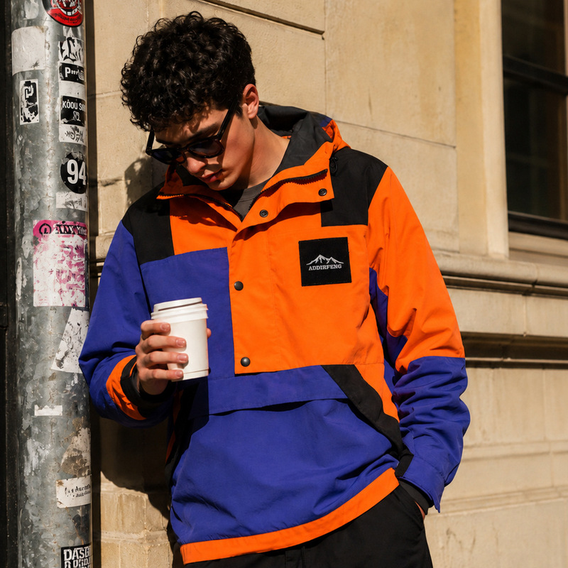 [Foreign Trade Surplus] Men's Color-Block Outdoor Hooded Jacket, Unisex Mountain-Style Three-Proof Jacket, Functional Mountaineering Clothing