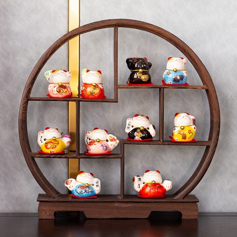 Small lucky cat figurine ceramic, entryway liquor cabinet fortune cat home decor, cross-border e-commerce handicrafts