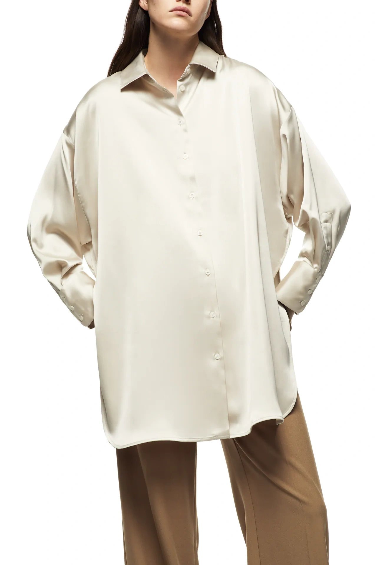 temperament loose satin texture loose shirt NSAM37969