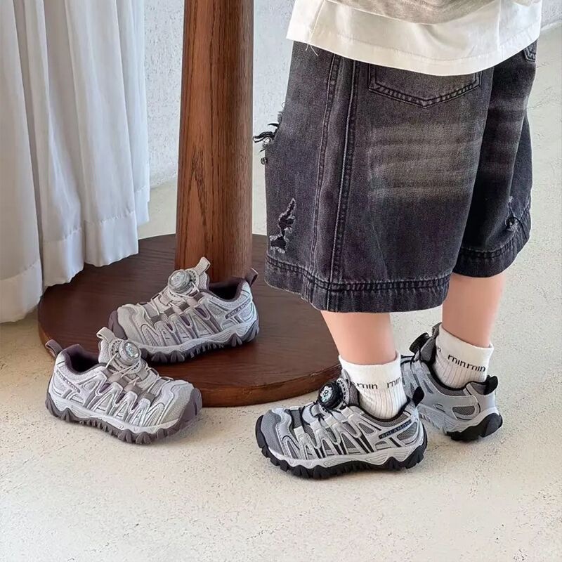 Children's Sports Shoes 2026 Spring and Autumn New Model Girls' Mesh Breathable Rotating Buckle Running Shoes Soft Sole Non-Slip Forrest Gump Shoes