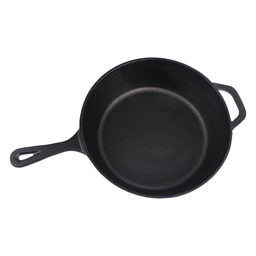Sartén de hierro fundido, sartén de fondo plano, utensilios de cocina, sartén antiadherente, engrosada, multifuncional, sin recubrimiento, duradera.