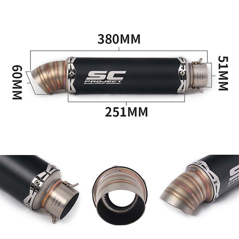 Motorcycle modified elbow exhaust pipe stainless steel carbon fiber tail exhaust SC universal CBR/NINJA/ZX6R