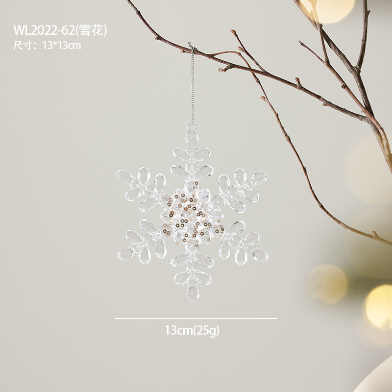 Decoraciones de árbol de Navidad ventana escenario de decoración accesorios colgante acrílico transparente flocos de nieve guirnaldas bolsas de regalo colgante