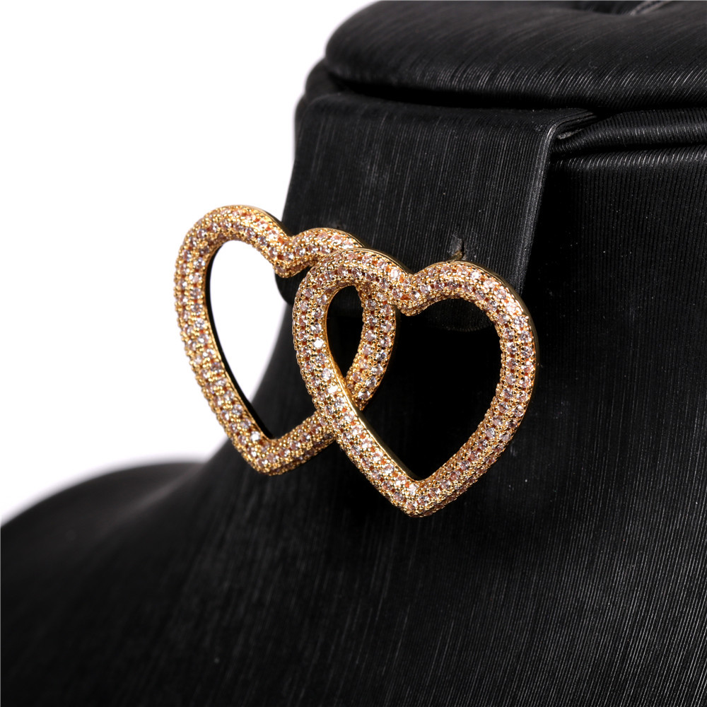 Nihaojewelry Fashion Diamond Heart Shape Geometric Hollow Earrings Wholesale Jewelry display picture 1