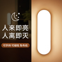 批發磁吸人體自動感應燈LED櫥櫃燈帶充電式無線廚櫃底展示層板免