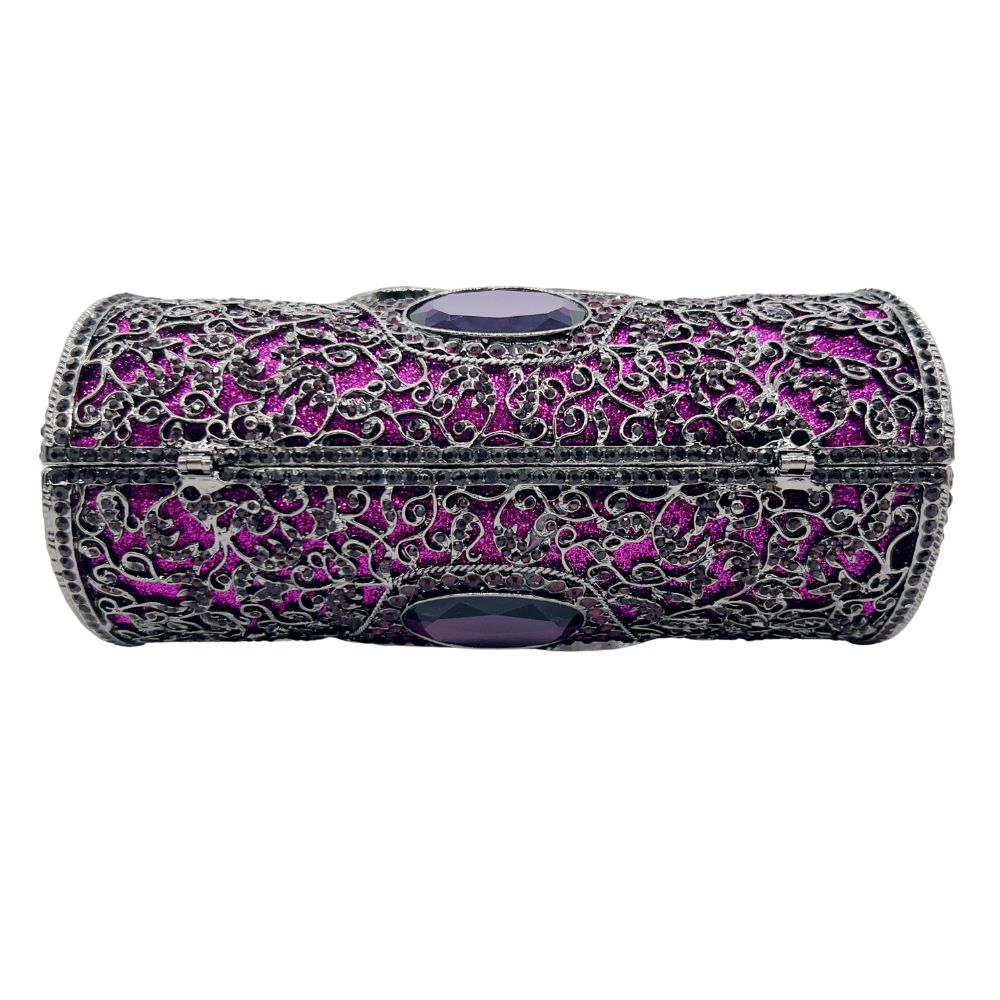 Túi clutch nữ đính kim cương cao cấp dự tiệc — màu tím đậm, Tùy chỉnh các màu khác chi tiết 2
